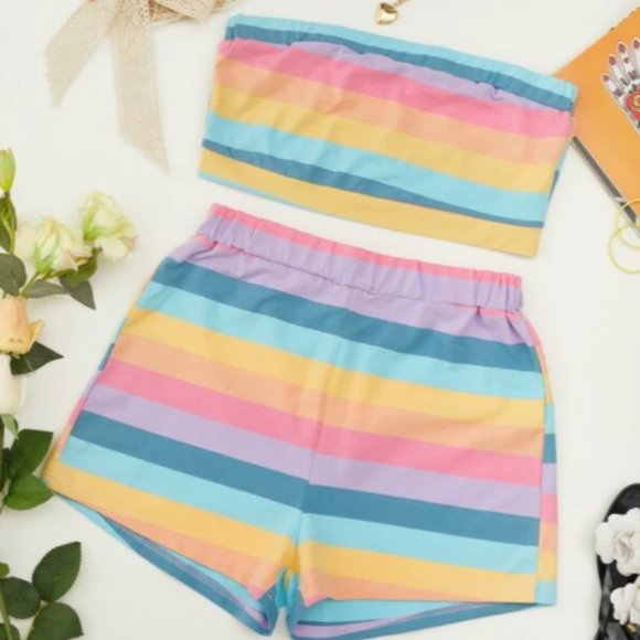 RAINBOW STRIPED 2 PIECE SET